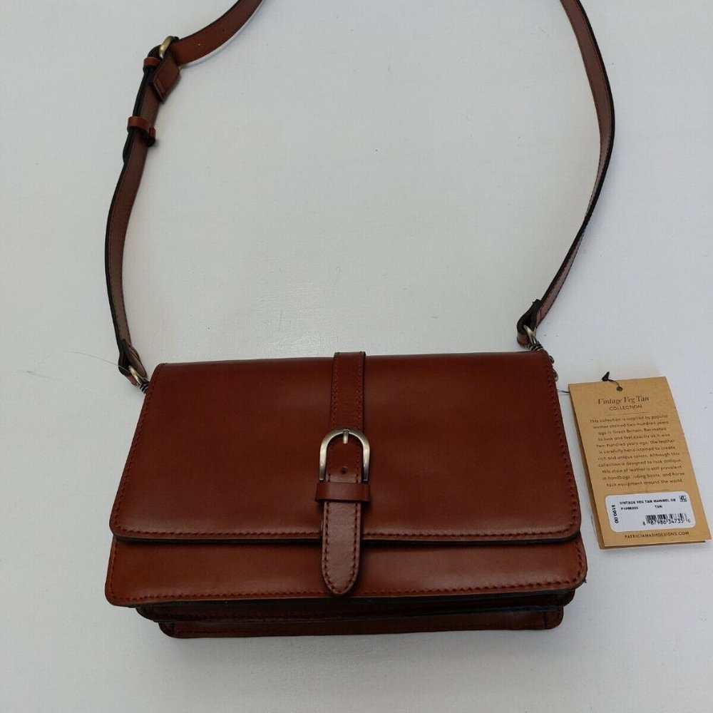 COPY - Patricia Nash Maribel Flap Tan Leather Crossbody Bag $199.00 NWT